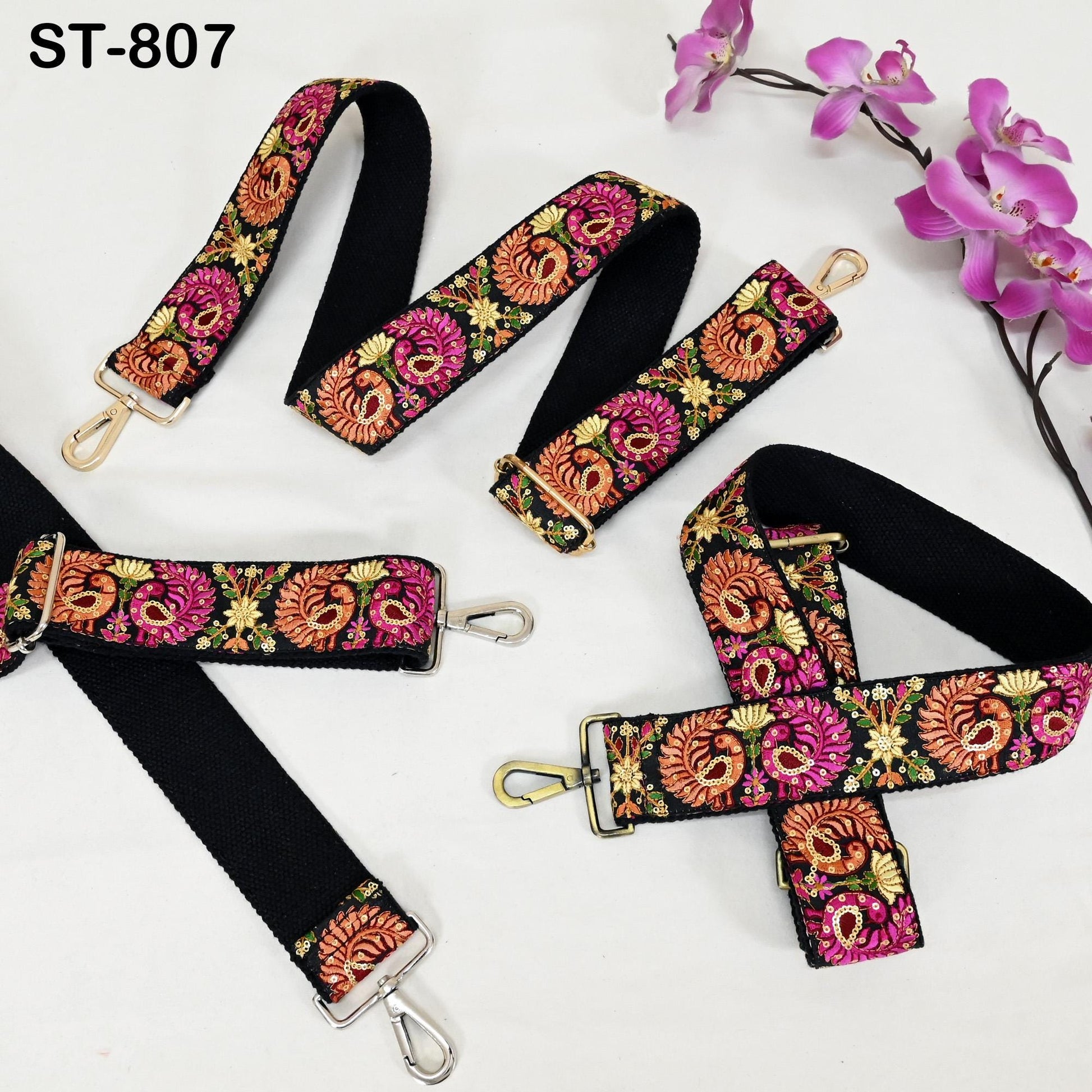 Embroidered Purse Strap Crossbody Strap for Purses Handbag Boho Bag Strap Embroidery Replacement Strap Boho Guitar Strap Gift for Friend