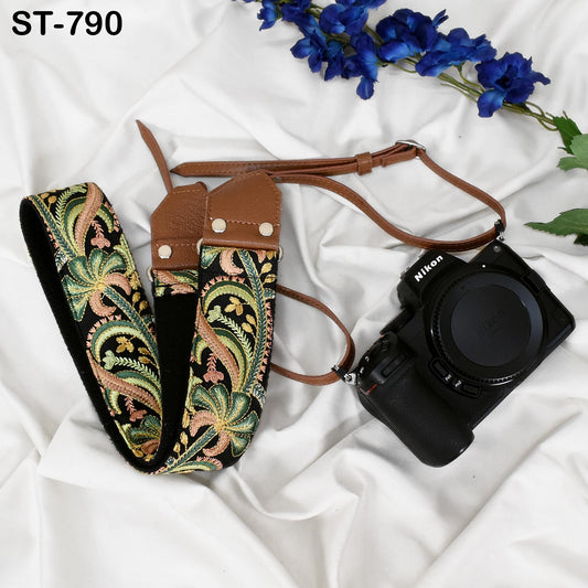 Brown Leather Camera Strap Replacement Adjustable Embroidery Shoulder or Neck strap DSLR Camera Accessories Gift for Daughter Photographers