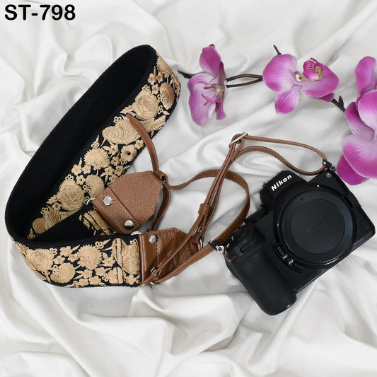Brown Leather Camera Strap Replacement Adjustable Embroidery Shoulder or Neck strap DSLR Camera Accessories Gift for Daughter Photographers