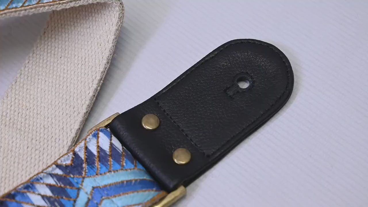 Bass Guitar Strap Leather Strap Adjustable Black Ukulele Embroidery Accessories Christmas Gift for Guitarist, Anniversary, Gift for Friend