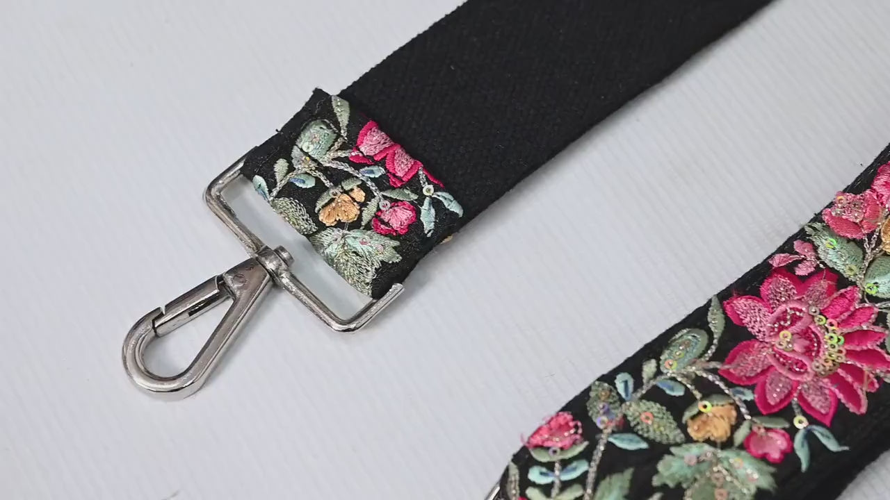Embroidered Canvas Sling Bag Strap Messenger Crossbody Strap for Purses Handbag Embroidery Replacement Strap Boho Guitar Strap Gift Mother