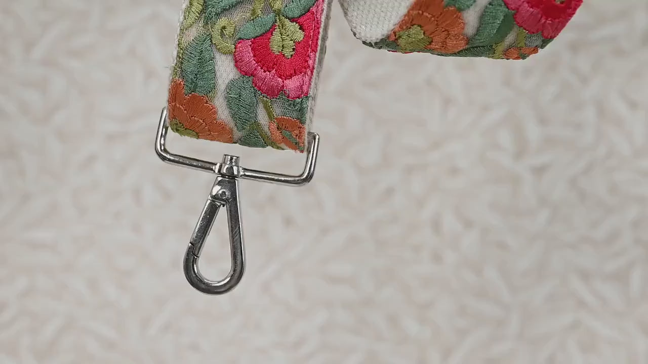 Embroidered Canvas Bag Strap Purse Strap Messenger Crossbody Strap for Purses Handbag Embroidery Replacement Strap Boho Guitar Strap Gift