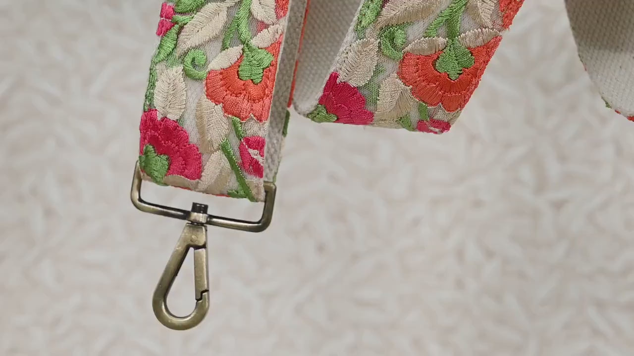 Embroidered Canvas Bag Strap Purse Strap Messenger Crossbody Strap for Purses Handbag Embroidery Replacement Strap Boho Guitar Strap Gift