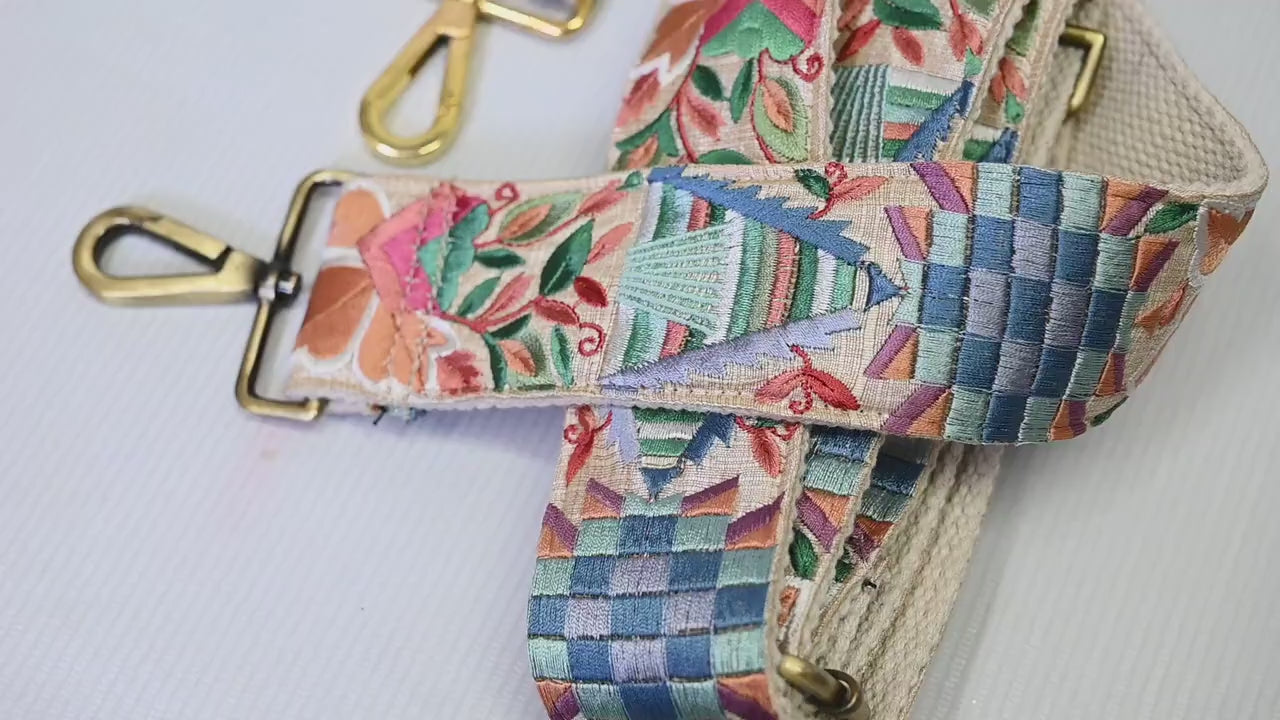 Handbag Strap Gift Girlfriend Floral Embroidery Crossbody Strap for Sling Bag Replacement Strap Embroidered Boho Purse Strap Guitar Strap
