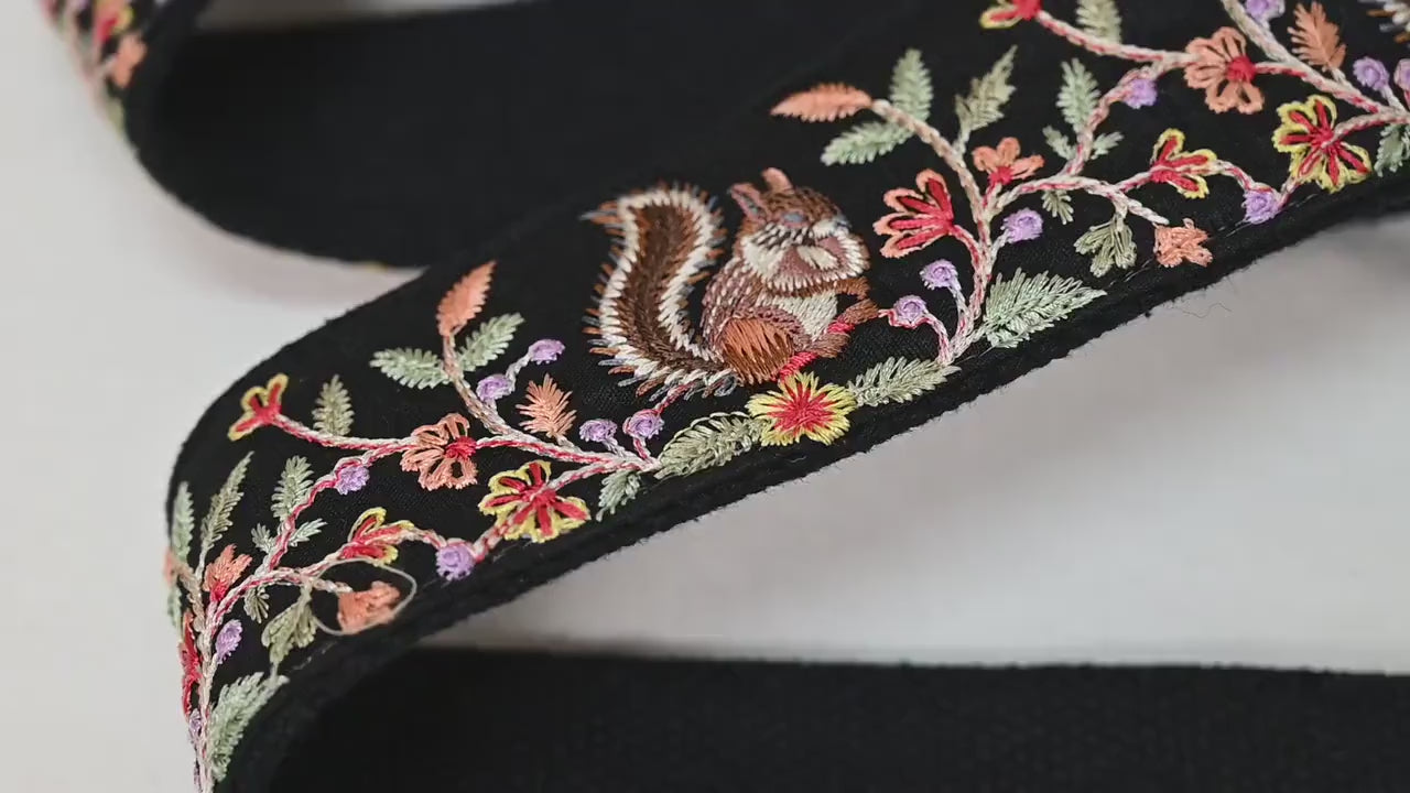 Black Embroidery Replacement Purse Strap Crossbody Strap for Purses Floral Embroidered Bag Strap Boho Guitar Strap Handbag Strap Gift Mom