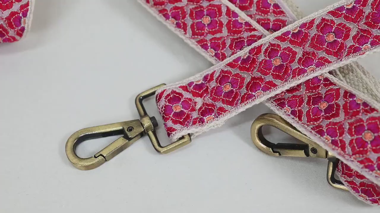 Embroidered Messenger Bags Strap Crossbody Strap for Purses Boho Embroidery Replacement Guitar Strap Handbag Strap Gift for Mom, Girlfriend