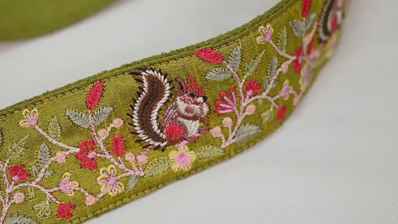 Green Embroidery Replacement Purse Strap Crossbody Strap for Purses Embroidered Boho Bag Strap Boho Guitar Strap Handbag Strap Gift for her
