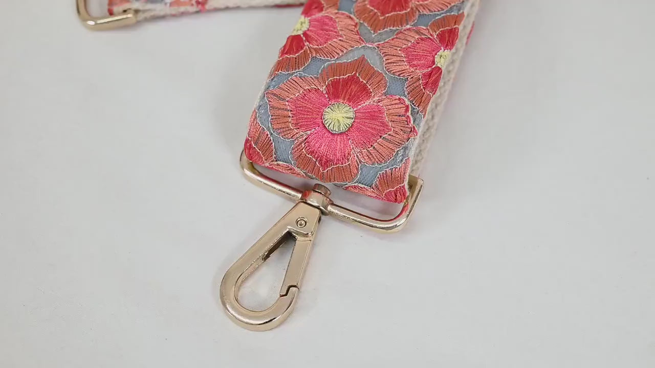 Embroidered Messenger Bag Strap Crossbody Strap for Purses Handbag Bag Strap Floral Embroidery Replacement Guitar Strap Gift Girlfriend, Mom