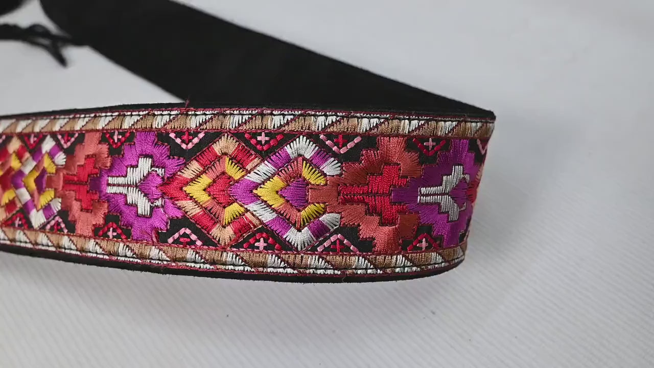 Reversible Embroidery Suede Leather Belt for Women, Bohemian Adjustable Obi Cinch Belt with Braided Ties, Wedding and Summer Dress Accessory