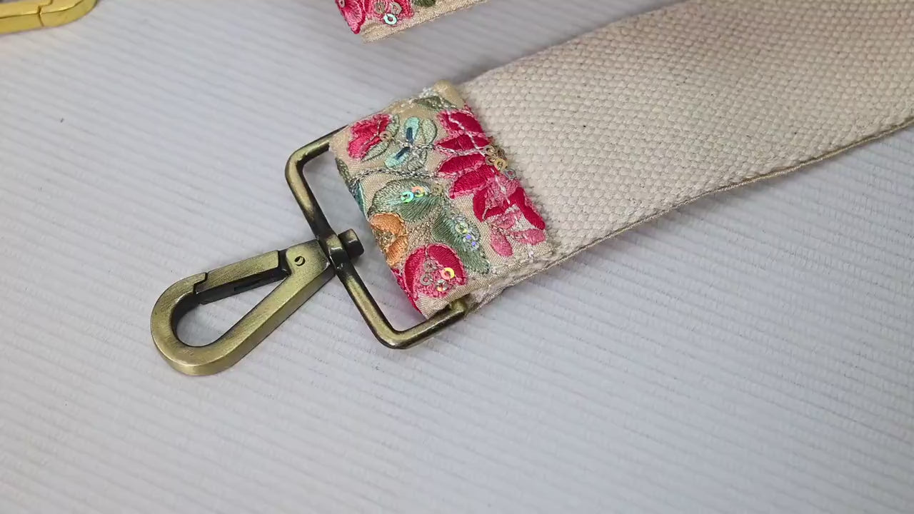Embroidered Purse Strap Crossbody Strap for Purses Handbag Boho Bag Strap Floral Embroidery Replacement Strap Boho Guitar Strap Gift for her