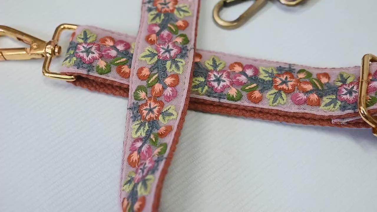 Gift for Dad Embroidered Messenger Bags Strap Crossbody Strap for Purses Boho Embroidery Replacement Strap Boho Guitar Strap Handbag Strap