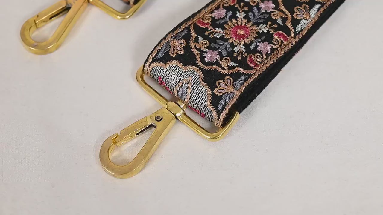 Embroidered Purse Strap Crossbody Strap for Purses Handbag Boho Bag Strap Floral Embroidery Replacement Strap Boho Guitar Strap Gift for her