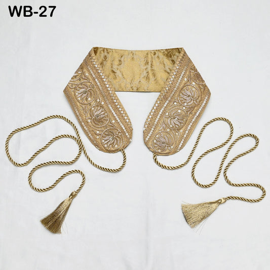 Reversible Embroidery Fabric Belt Gold Obi Wrap Women Sash Belt Adjustable Bohemian Ethnic Customized Summer Wedding Dress Gift Friend Gold