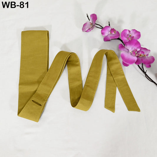 Olive Yellow Linen Obi Wrap Sash Belt: Adjustable Bohemian Ethnic Waist Accessory