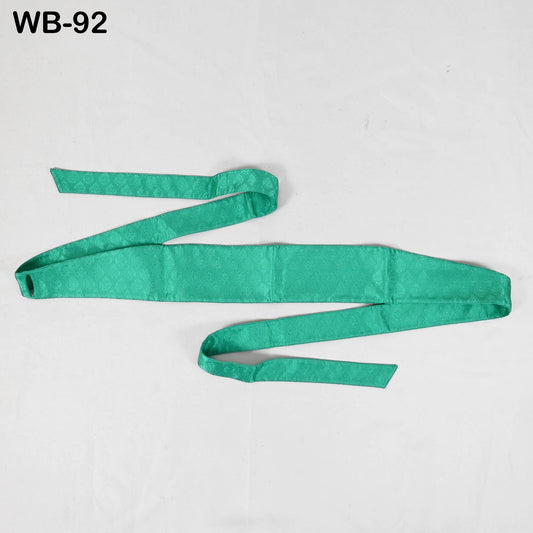 Handmade Reversible Silk Brocade Obi Belt: Green Jacquard Sash for Wedding Dresses (Adjustable)