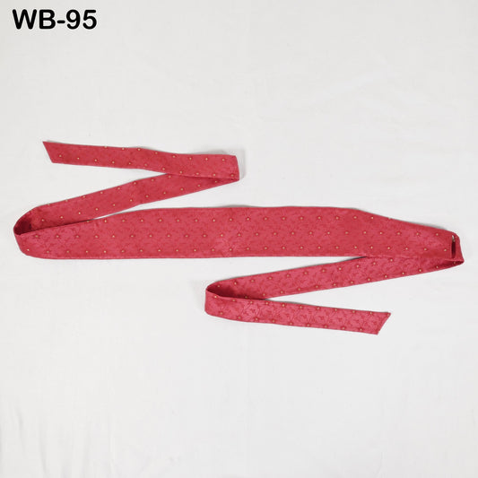 Handmade Reversible Silk Brocade Obi Belt: Red Jacquard Sash for Wedding Dresses (Adjustable)