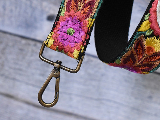 Embroidered Purse Strap Crossbody Strap for Purses Boho Bage Strap Embroidery Replacement Strap Boho Guitar Strap Handbag Strap gift for her