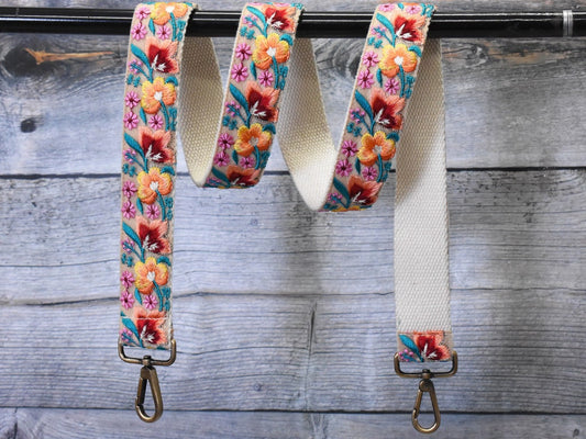 Embroidered Purse Strap Crossbody Strap for Purses Boho Bags Strap Embroidery Replacement Strap Boho Guitar Strap Handbag Strap gift for her