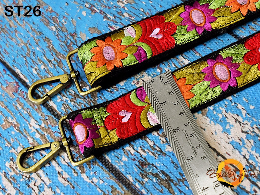 Embroidered Purse Strap Crossbody Strap for Purses Boho Bags Strap Embroidery Replacement Strap Boho Guitar Strap Handbag Strap gift for her