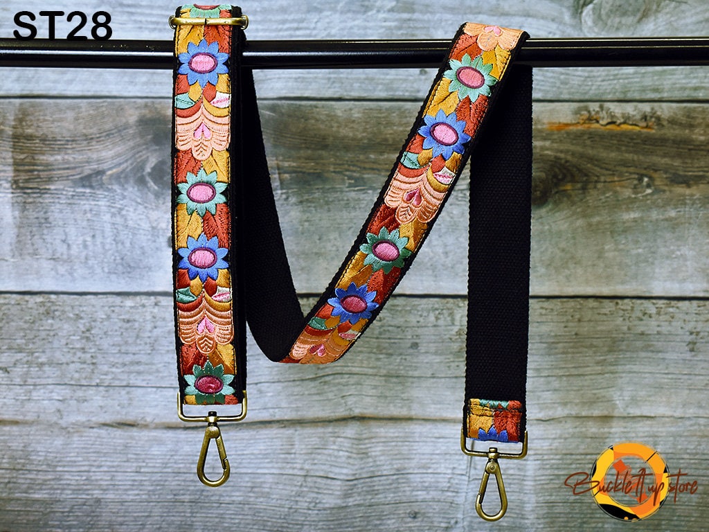 Embroidered Purse Strap Crossbody Strap for Purses Boho Bags Strap Embroidery Replacement Strap Boho Guitar Strap Handbag Strap gift for her