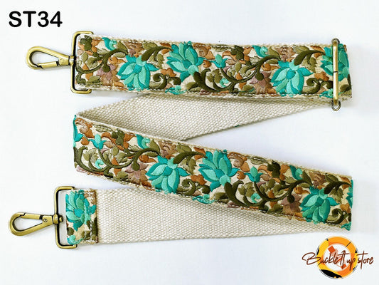 Vintage Purse Strap, Embroidered Purse Strap Crossbody Strap for Purses Boho Bags Strap Embroidery Replacement Strap Boho Guitar Strap Handbag Strap gift for her