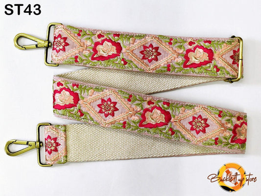 Embroidered Purse Strap Crossbody Strap for Purses Handbag Boho Bag Strap Floral Embroidery Replacement Strap Boho Guitar Strap Gift for her