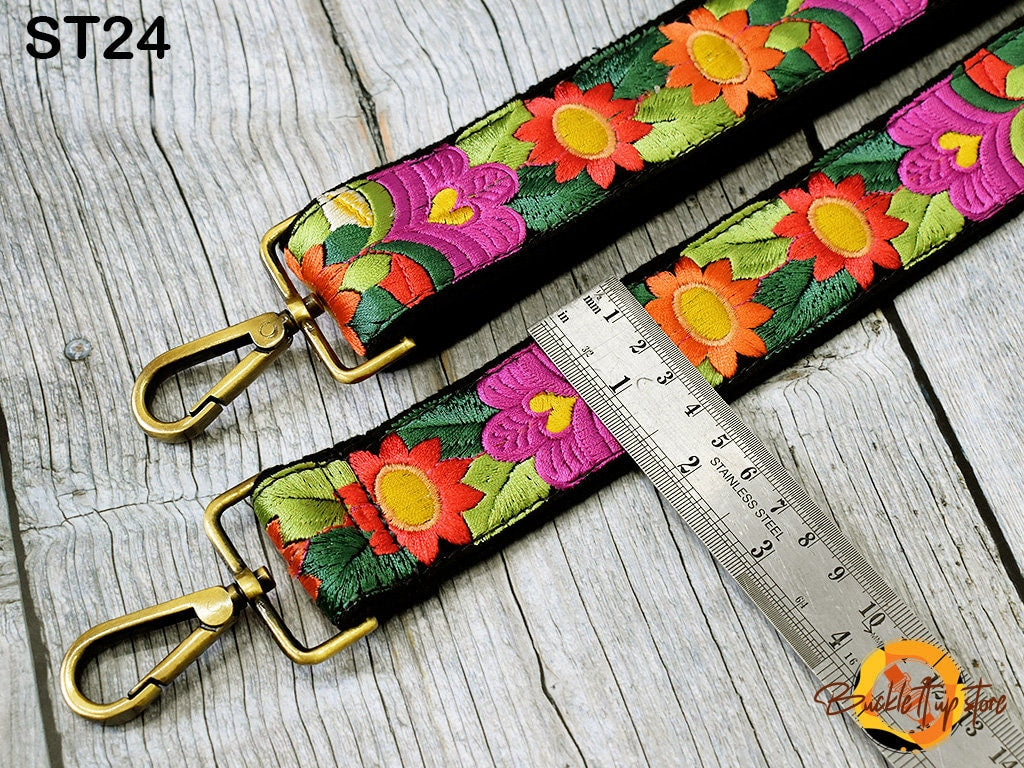 Embroidered Purse Strap Crossbody Strap for Purses Boho Bags Strap Embroidery Replacement Strap Boho Guitar Strap Handbag Strap gift for her