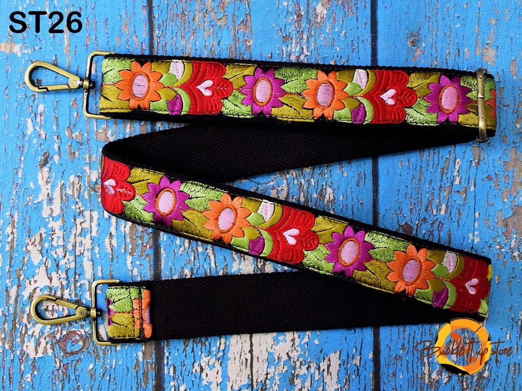 Embroidered Purse Strap Crossbody Strap for Purses Boho Bags Strap Embroidery Replacement Strap Boho Guitar Strap Handbag Strap gift for her