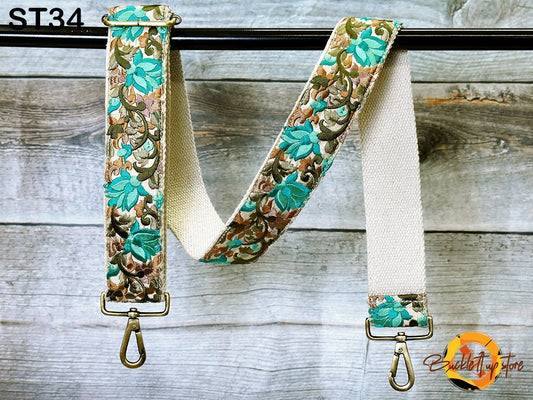 Vintage Purse Strap, Embroidered Purse Strap Crossbody Strap for Purses Boho Bags Strap Embroidery Replacement Strap Boho Guitar Strap Handbag Strap gift for her