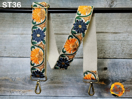 Embroidered Purse Strap Crossbody Strap for Purses Boho Bage Strap Embroidery Replacement Strap Boho Guitar Strap Handbag Strap gift for her