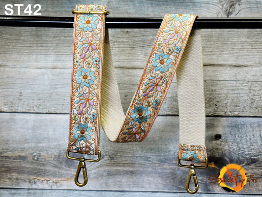 Embroidery Replacement Strap Purse Strap Crossbody Strap for Purses Embroidered Boho Bags Strap Boho Guitar Strap Handbag Strap gift for her