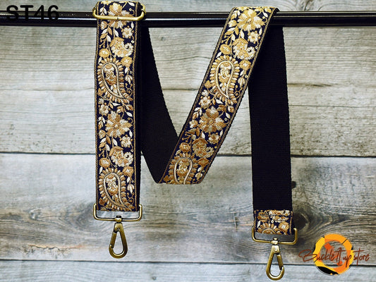Embroidered Purse Strap Crossbody Strap for Purses Handbag Boho Bag Strap Floral Embroidery Replacement Strap Boho Guitar Strap Gift for her - Buckle It Up Store