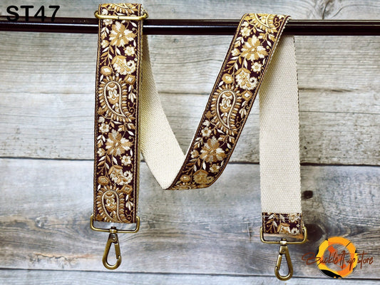 Embroidered Purse Strap Crossbody Strap for Purses Handbag Boho Bag Strap Floral Embroidery Replacement Strap Boho Guitar Strap Gift for her