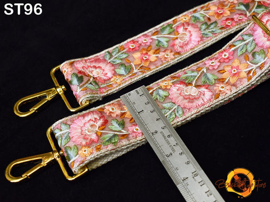 Embroidered Purse Strap Crossbody Strap for Purses Handbag Boho Bag Strap Floral Embroidery Replacement Strap Boho Guitar Strap Gift for her