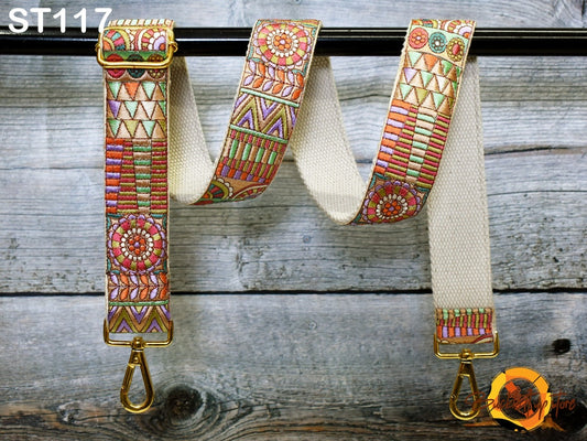 Custom Embroidery Canvas Bag Strap Purse Strap Messenger Crossbody Strap for Handbag Embroidered Replacement Strap Boho Guitar Strap Gift