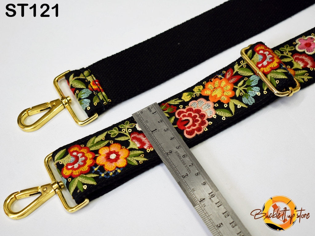 Embroidered Canvas Bag Strap Purse Strap Messenger Crossbody Strap for Purses Handbag Embroidery Replacement Strap Boho Guitar Strap Gift