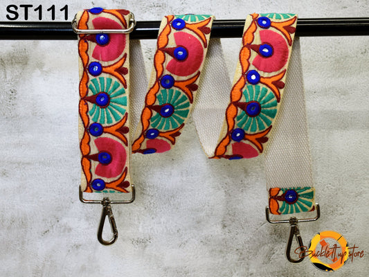 Gift for Wife - Embroidered Purse Strap Crossbody Strap for Purses Handbag Boho Bag Strap Floral Embroidery Replacement Strap Boho Guitar Strap Gift for her