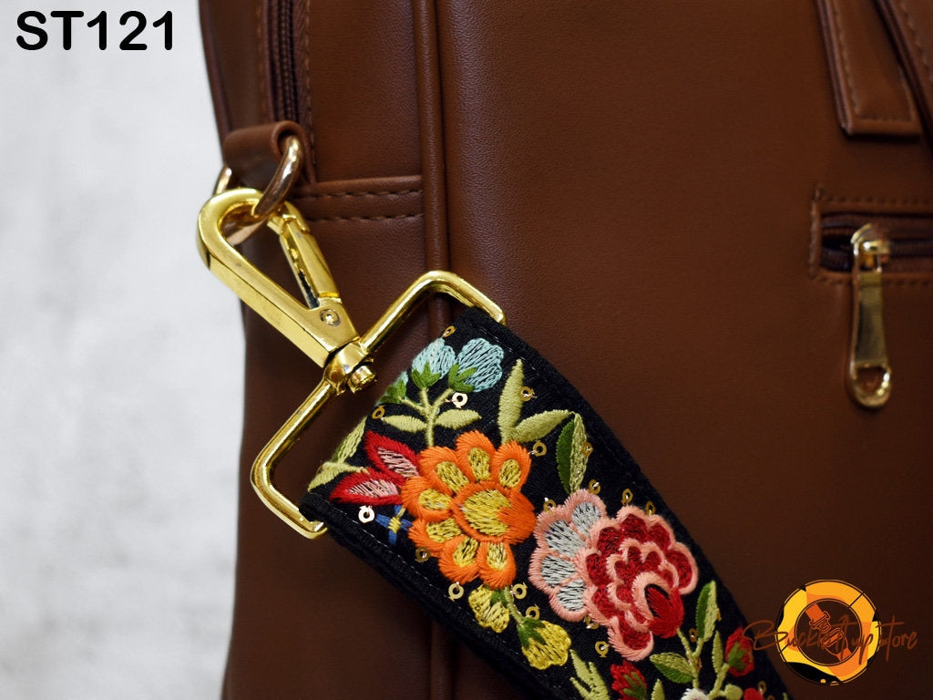 Embroidered Canvas Bag Strap Purse Strap Messenger Crossbody Strap for Purses Handbag Embroidery Replacement Strap Boho Guitar Strap Gift