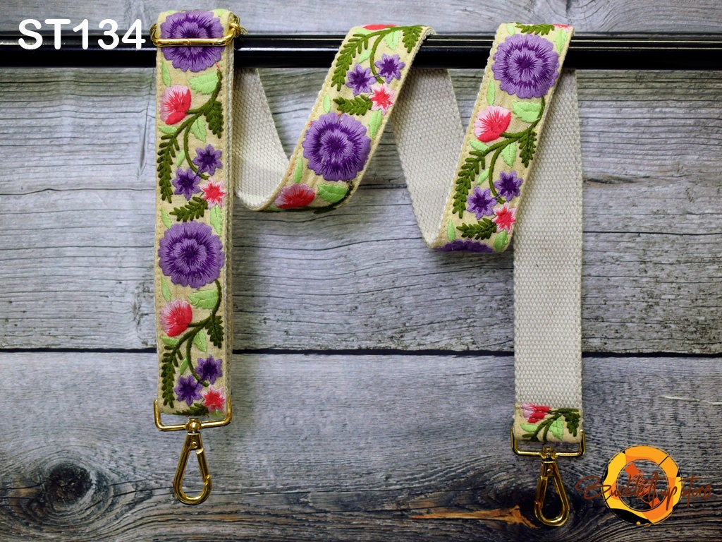 Embroidered Camera Strap Crossbody Strap for Purses Adjustable Handbag Boho Bag Strap Embroidery Replacement Strap Guitar Strap Gift Wife