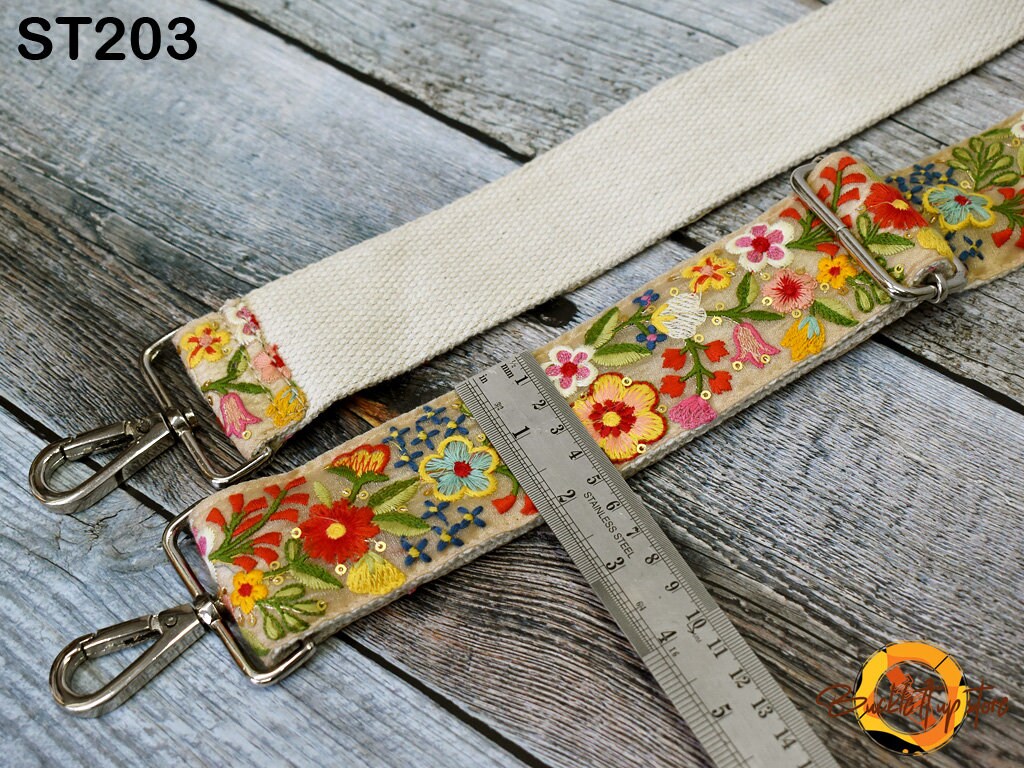 Embroidered Canvas Bag Strap Purse Strap Messenger Crossbody Strap