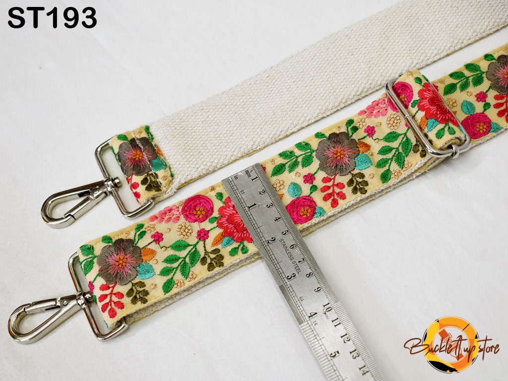 Messenger Canvas Bag Strap Purse Strap Embroidered Crossbody Strap for Purses Handbag Embroidery Replacement Strap Boho Guitar Strap Gift