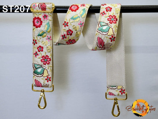 Embroidery Adjustable Bag Strap for Cameras, Crossbody Strap for Purses Embroidered Handbag Boho Bag Strap Replacement Strap Guitar Strap Gift for her