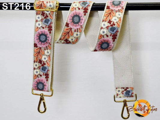 Replacement Handbag Strap Gift for Friend Embroidered Camera Strap Crossbody Boho Strap for Purses Bag Embroidery Detachable Guitar Strap