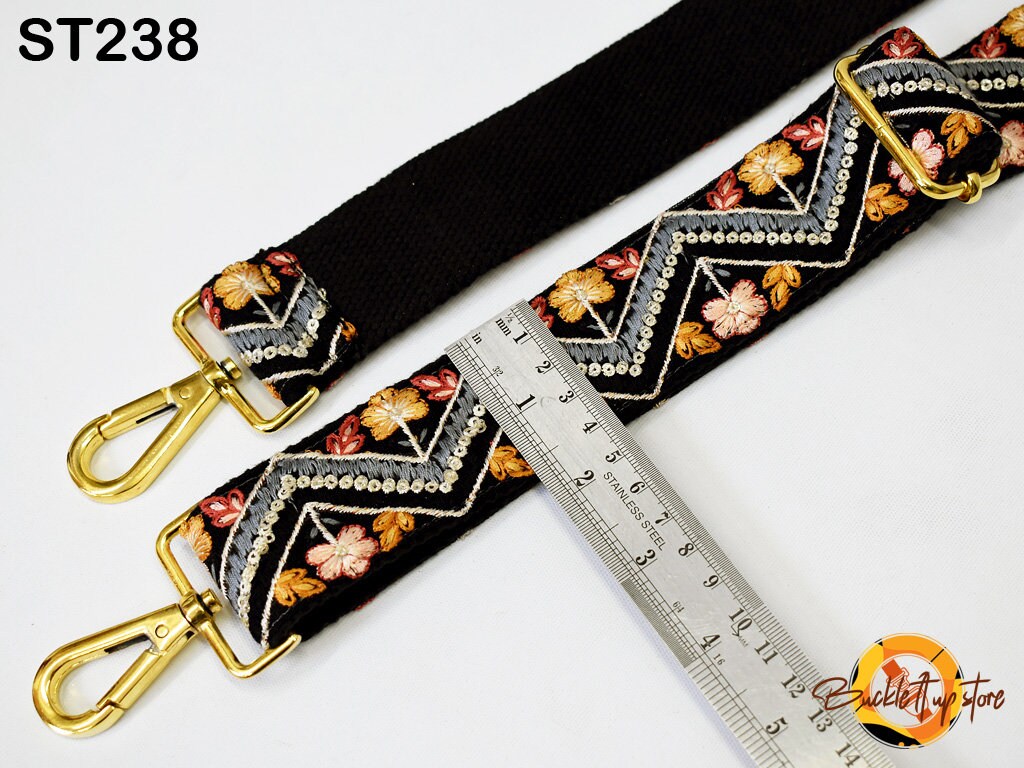 Detachable Guitar Strap Crossbody Strap for Purses Bags Embroidery Replacement Messenger Strap Boho Embroidered Tote Handbag Strap Gift Mom