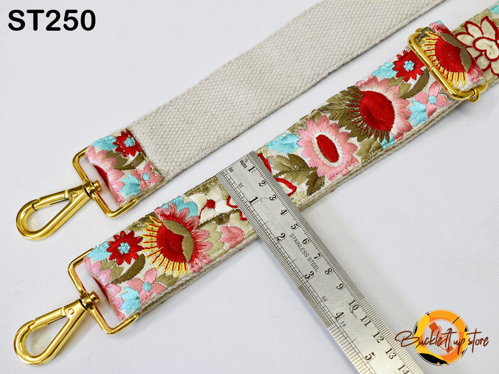 Embroidered Detachable Guitar Strap Crossbody Strap for Purses Bags Embroidery Replacement Messenger Strap Boho Tote Handbag Strap Gift Mom