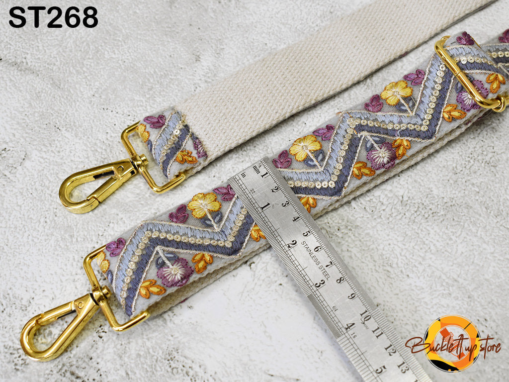 Replacement Guitar Strap Detachable Crossbody Strap for Purses Bags Embroidery Messenger Strap Boho Embroidered Tote Handbag Strap Gift Mom