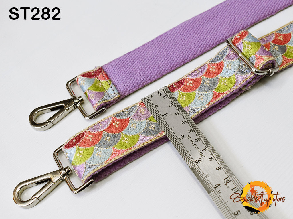 Lavender Embroidered Purse Strap Crossbody Strap for Purses Handbag Boho Bag Strap Embroidery Replacement Strap Guitar Strap Gift for Her