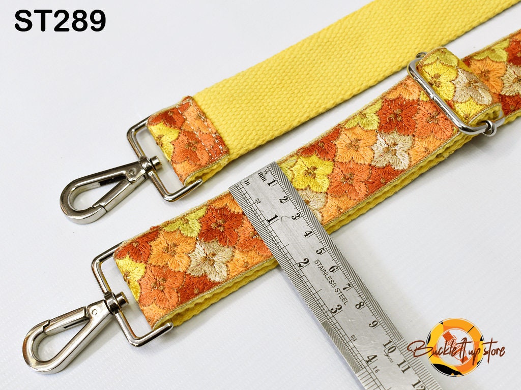 Orange Embroidered Purse Strap Crossbody Strap for Purses Handbag Boho Bag Strap Embroidery Replacement Strap Boho Guitar Strap Gift for her