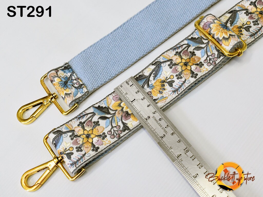 Blue Embroidery Replacement Purse Strap Crossbody Strap for Purses Floral Embroidered Bag Strap Boho Guitar Strap Handbag Strap Gift for her