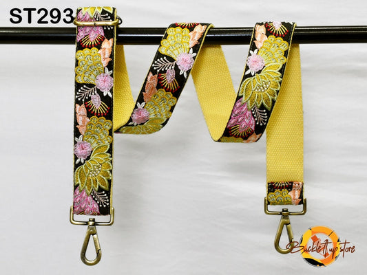 Boho Guitar Strap Floral Embroidered Purse Strap Crossbody Strap for Purses Handbag Boho Bag Strap Embroidery Replacement Strap Gift for her